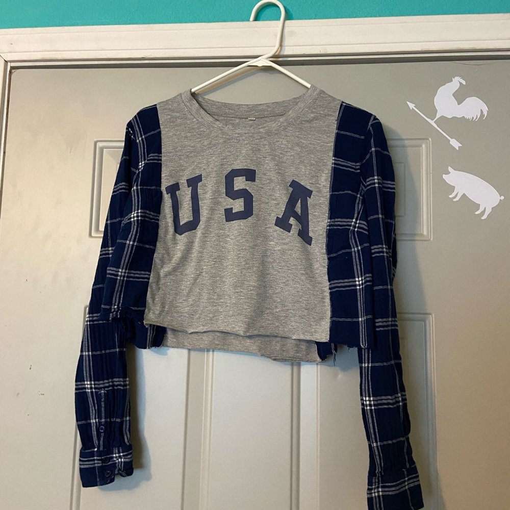 Cropped USA Flannel Shirt